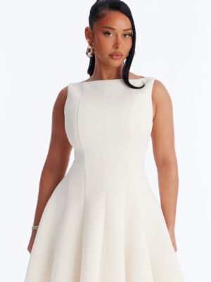 Cream Pleated Dress