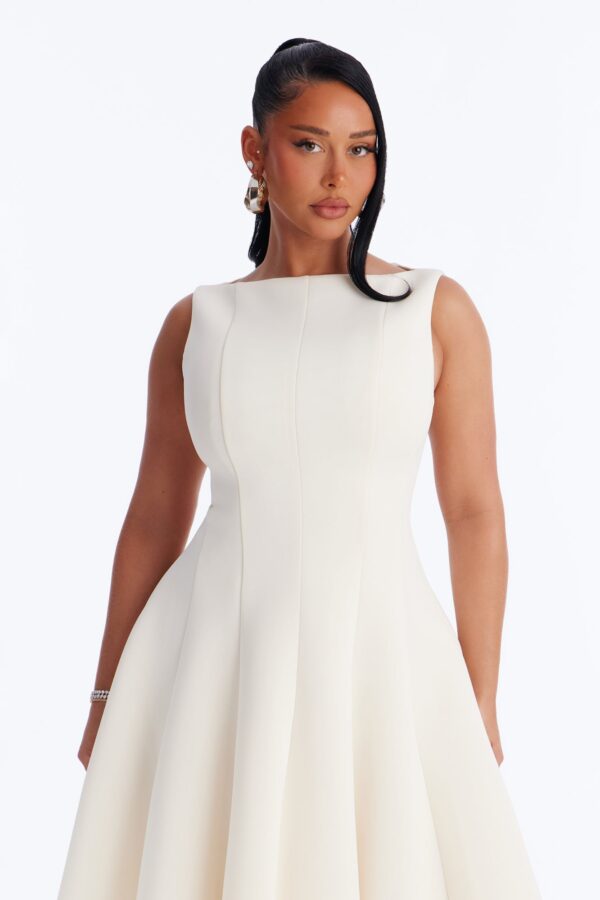 Cream Pleated Dress