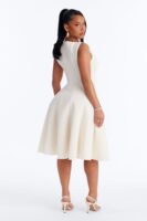 Cream Pleated Dress