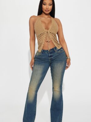 Malibu Crochet Halter Top - Tan