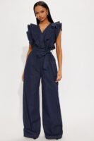 Denim V-Neck Jumpsuit