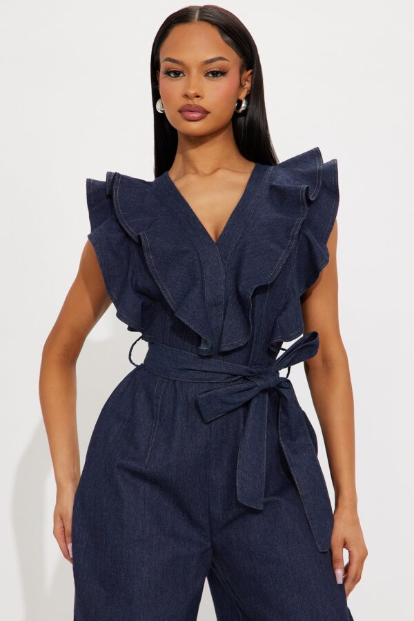 Denim V-Neck Jumpsuit