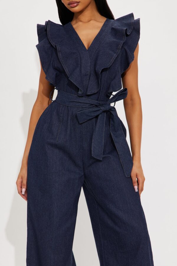 Denim V-Neck Jumpsuit