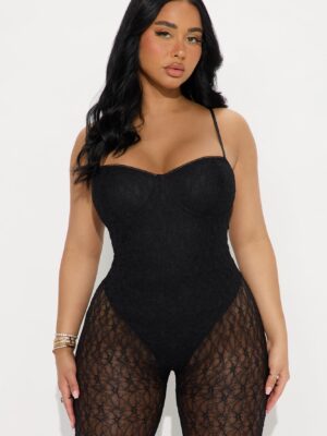 Give Me A Sign Lace Jumpsuit - Black