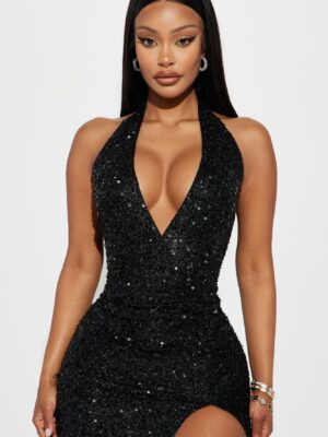 Hailie Sequin Maxi Dress - Black