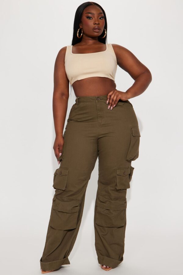 Olive Pants with wide leg