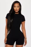 Romper in Black 88% rayon