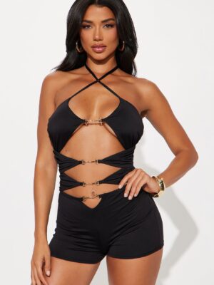 Romper in Black 80% polyester