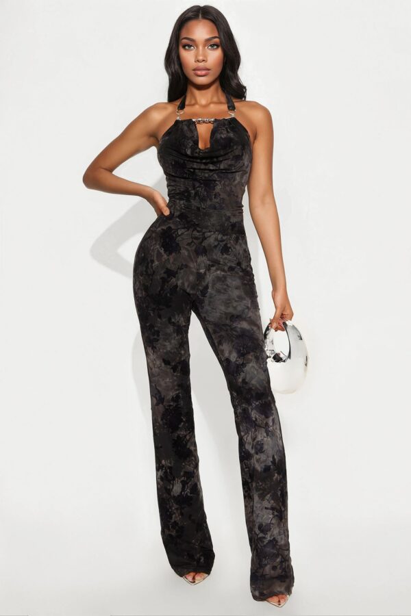 Cowl-Neck Jumpsuit in Navy