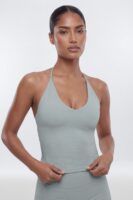 AirSculpt™ V-Neck Strappy Sports Top - Steel