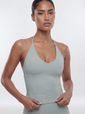 AirSculpt™ V-Neck Strappy Sports Top - Steel