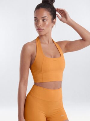 CloudForm™ Scoop Neck Active Halter Top - Tangerine
