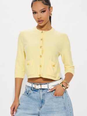 Yellow V-Neck Cardigan