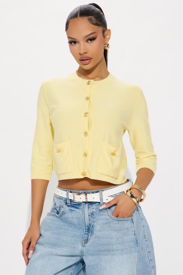 Yellow V-Neck Cardigan