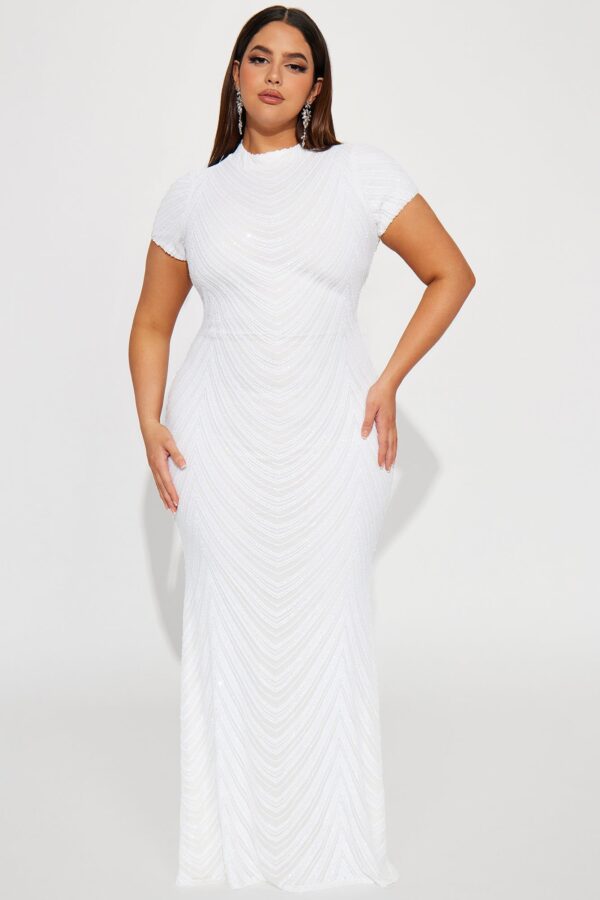 White Mock-Neck Dress