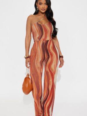 Orange Jumpsuit with one shoulder