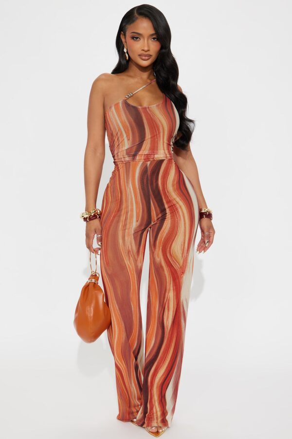 Orange Jumpsuit with one shoulder