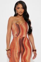 Orange Jumpsuit with one shoulder
