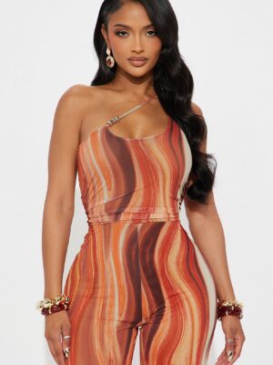 Orange Jumpsuit with one shoulder
