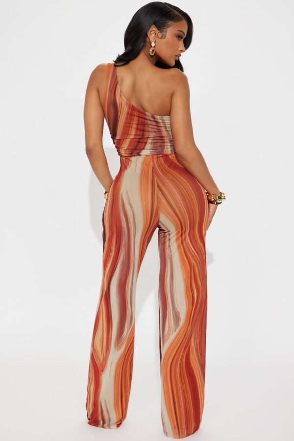 Orange Jumpsuit with one shoulder