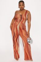 Orange Jumpsuit with one shoulder