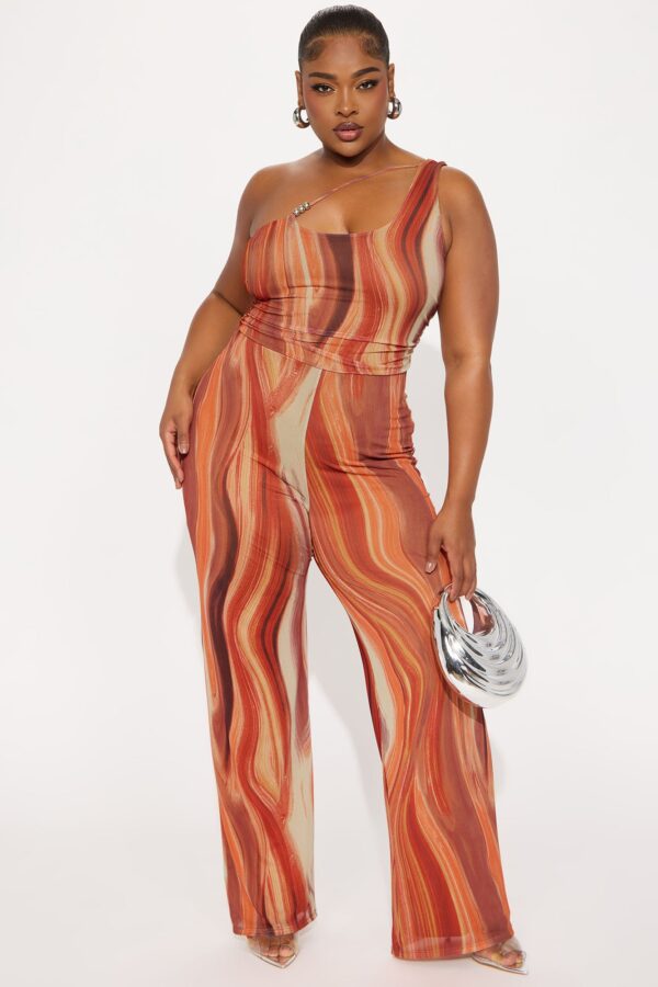 Orange Jumpsuit with one shoulder