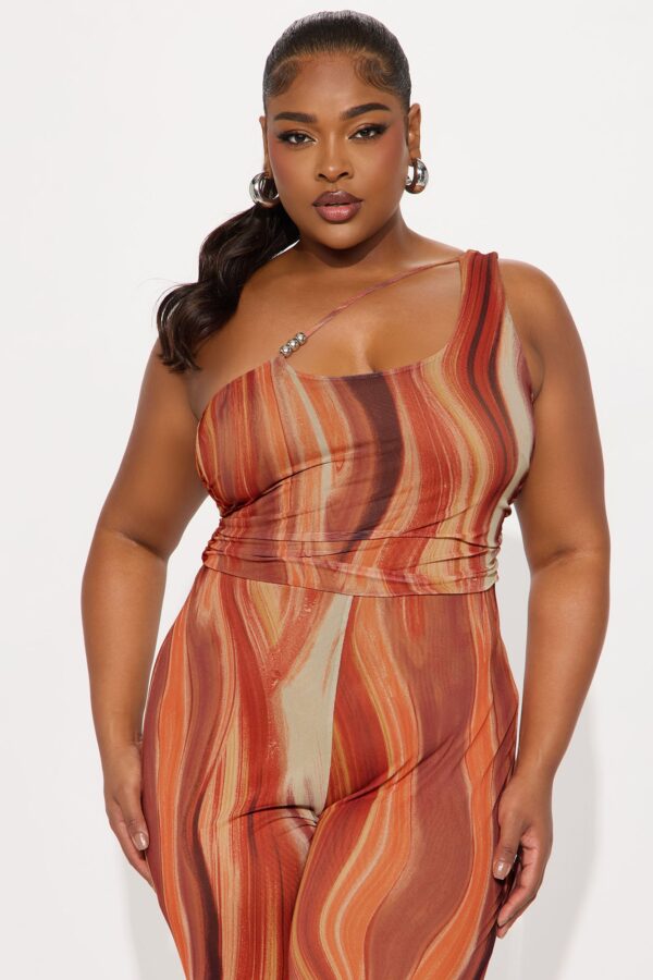 Orange Jumpsuit with one shoulder