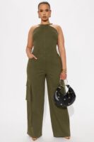 Wide-Leg Jumpsuit in Olive
