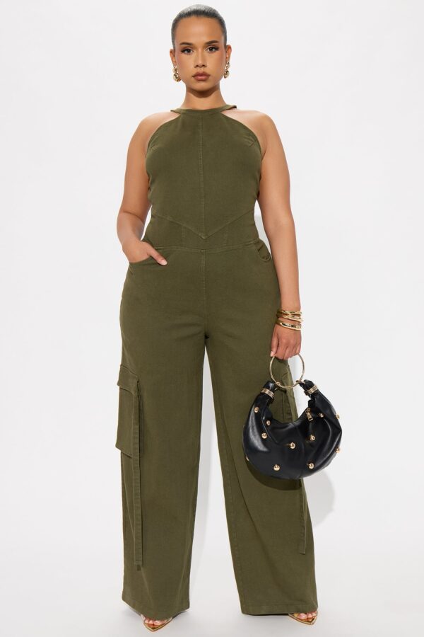 Wide-Leg Jumpsuit in Olive