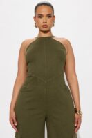 Wide-Leg Jumpsuit in Olive