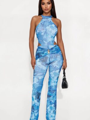 Mock-Neck Jumpsuit in Navy