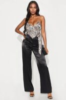 Feel This Way Satin Jumpsuit - Black/combo