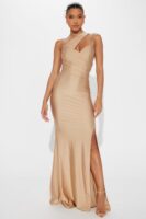 Champagne Dress with one shoulder