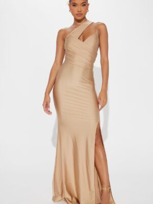 Champagne Dress with one shoulder