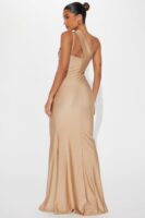 Champagne Dress with one shoulder