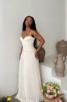 Cream Dress with pleated
