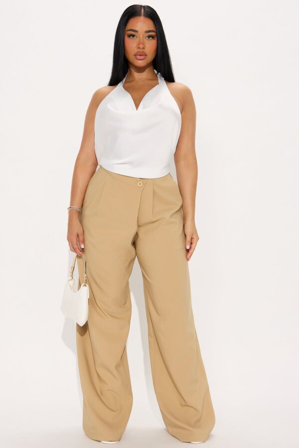 Taupe Cowl-Neck Jumpsuit