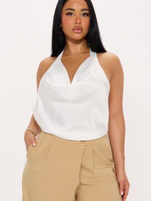Taupe Cowl-Neck Jumpsuit