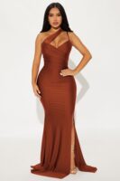 Rust One-Shoulder Dress