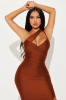 Rust One-Shoulder Dress