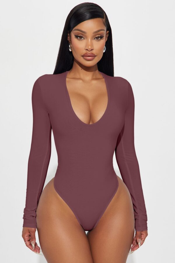 Wine V-Neck Bodysuit