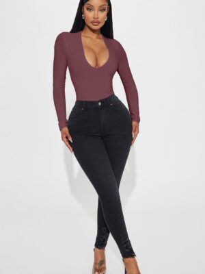 Wine V-Neck Bodysuit