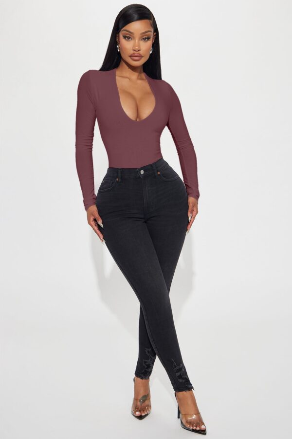 Wine V-Neck Bodysuit