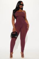 Jumpsuit in Burgundy 85% nylon
