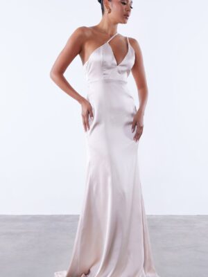 V-Neck Dress in Nude