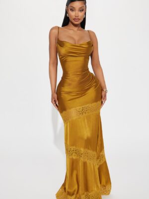Gold Cowl-Neck Dress