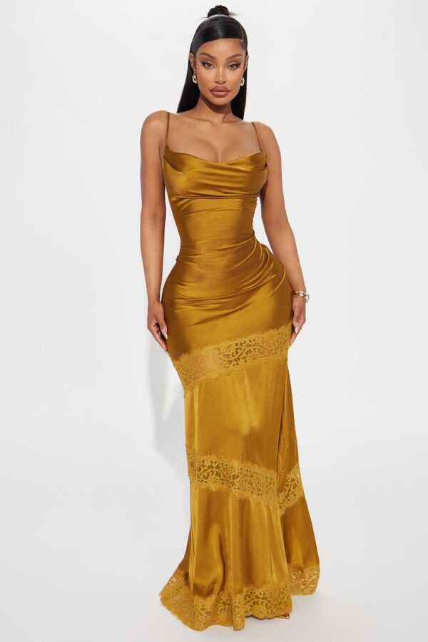 Gold Cowl-Neck Dress