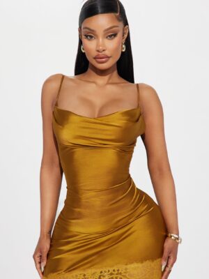 Gold Cowl-Neck Dress