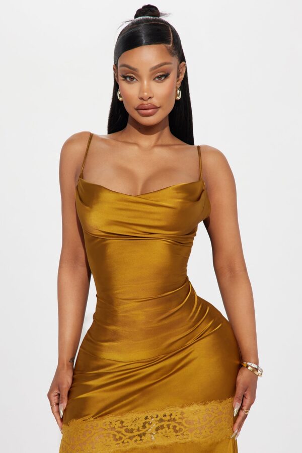 Gold Cowl-Neck Dress