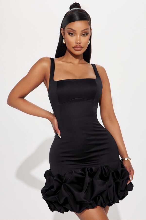 Square-Neck Dress in Black
